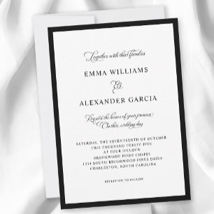 Elegant Calligraphy Wedding Formal Black Border Invitation