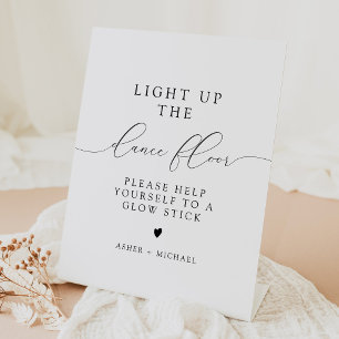 Elegant Calligraphy Wedding Glow Stick Pedestal Sign