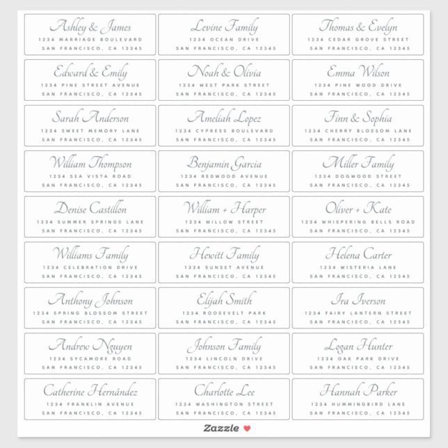 Elegant Calligraphy Wedding Guest Address Labels (Sheet)