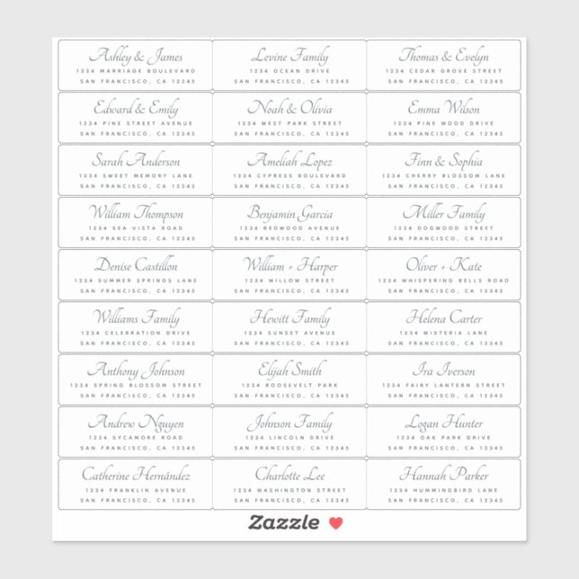 Elegant Calligraphy Wedding Guest Address Labels (Sheet)