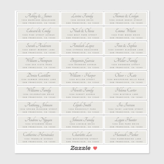 Elegant Calligraphy Wedding Guest Address Labels (Sheet)