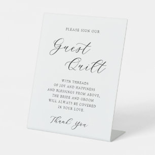 Elegant Calligraphy Wedding Guest Quilt Pedestal Pedestal Sign