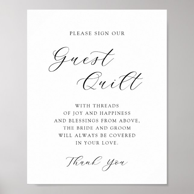 Elegant Calligraphy Wedding Guest Quilt Sign (Front)