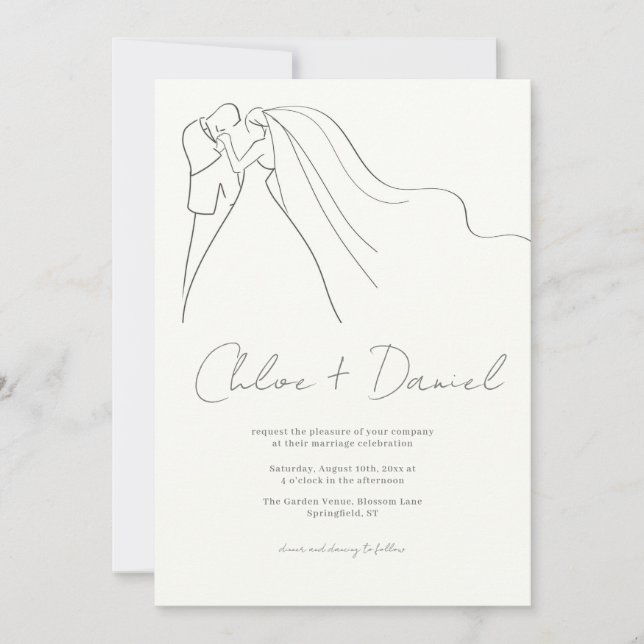 Elegant Calligraphy Wedding Invitation (Front)