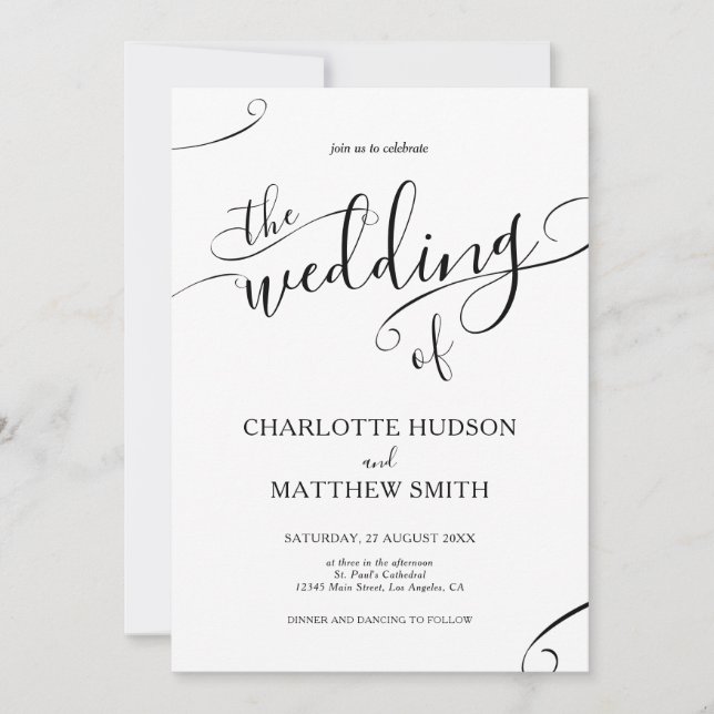 Elegant Calligraphy Wedding Invitation  (Front)