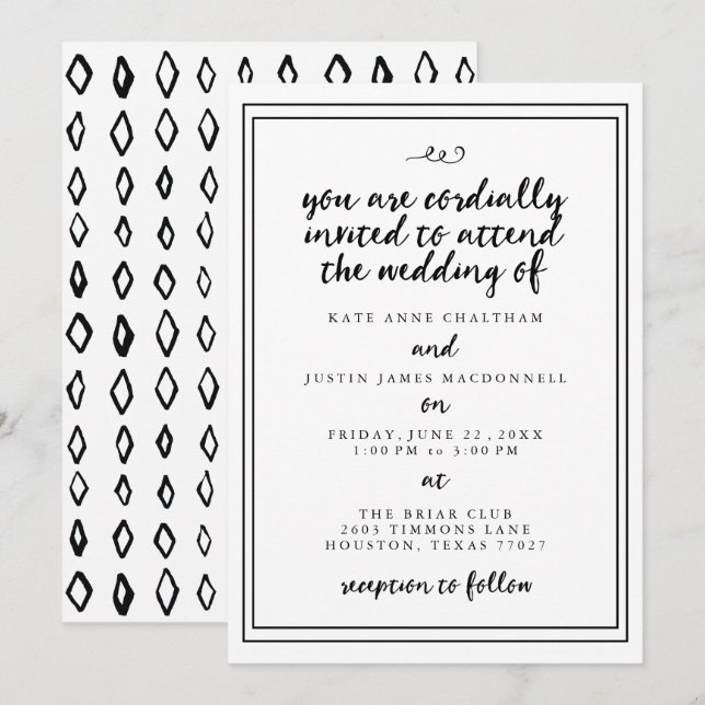 Elegant Calligraphy Wedding Invitations (Front/Back)
