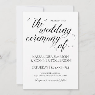 Elegant Calligraphy Wedding Invitations Black