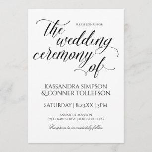 Elegant Calligraphy Wedding Invitations Black