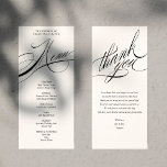Elegant Calligraphy Wedding Menu Card<br><div class="desc">This elegant menu card features calligraphy and traditional design. Share your food menu with guests and instead of leaving the backside of the card blank add a heartfelt thank you message.</div>