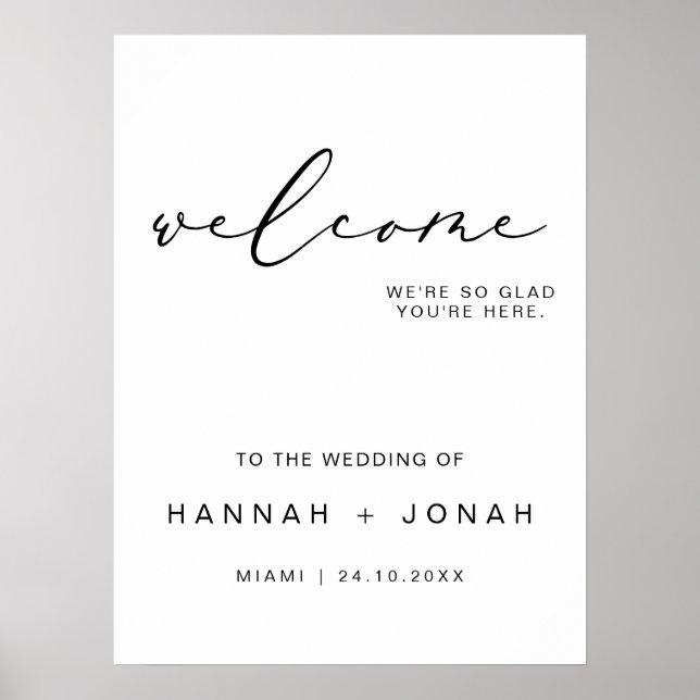 Elegant Calligraphy Wedding modern welcome  Poster (Front)