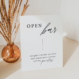 Elegant Calligraphy Wedding Open Bar Table Sign
