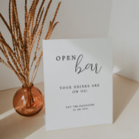 Elegant Calligraphy Wedding Open Bar Table Sign