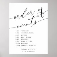 Elegant Calligraphy Wedding Order of Events Sign