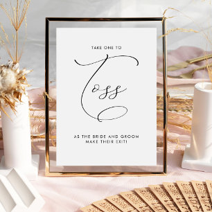 Elegant Calligraphy Wedding Petal Toss Send Off Pedestal Sign