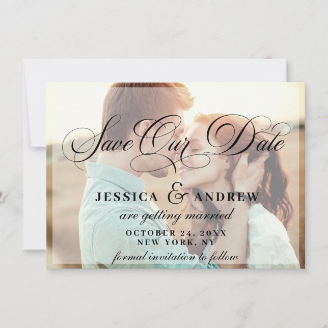 Elegant Calligraphy Wedding PHOTO Save the Date (Front)