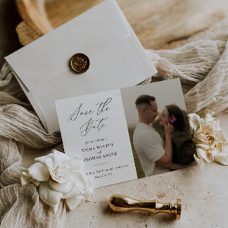 Elegant Calligraphy Wedding Photo Save The Date
