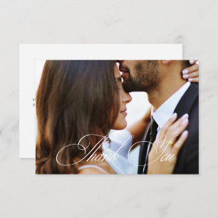 Elegant Calligraphy Wedding Photo Thank You Card