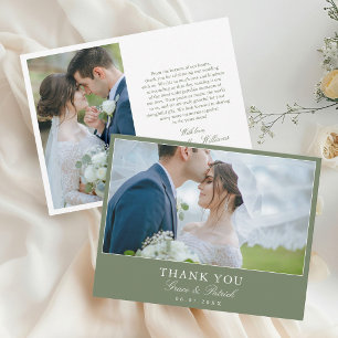 Elegant Calligraphy Wedding Photo Thank You Card