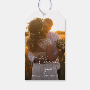 Elegant Calligraphy Wedding Photo Thank You Gift Tags
