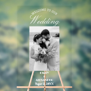 Elegant Calligraphy Wedding Photo Welcome Acrylic Sign