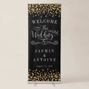 Elegant Calligraphy Wedding Photo Welcome Retract Retractable Banner