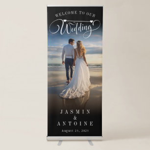 Elegant Calligraphy Wedding Photo Welcome Retract Retractable Banner