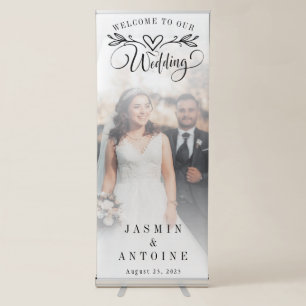 Elegant Calligraphy Wedding Photo Welcome Retract Retractable Banner