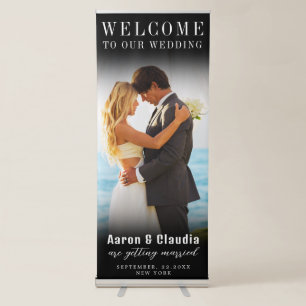 Elegant Calligraphy Wedding Photo Welcome Retract Retractable Banner