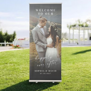 Elegant Calligraphy Wedding Photo Welcome Retracta Retractable Banner