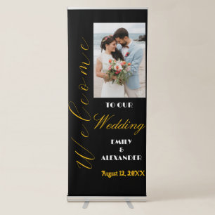 Elegant Calligraphy Wedding Photo Welcome Retractable Banner