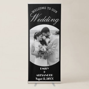 Elegant Calligraphy Wedding Photo Welcome Retractable Banner