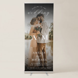 Elegant Calligraphy Wedding Photo Welcome Retractable Banner