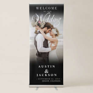 Elegant Calligraphy Wedding Photo Welcome Retractable Banner
