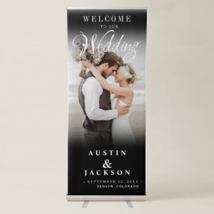 Elegant Calligraphy Wedding Photo Welcome Retractable Banner