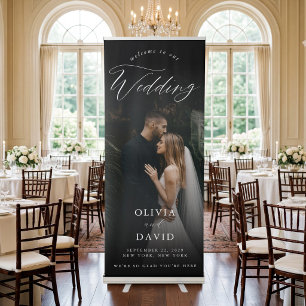 Elegant Calligraphy Wedding Photo Welcome Retractable Banner