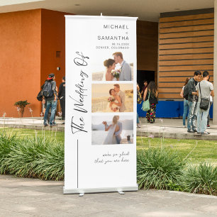 Elegant Calligraphy Wedding Photo Welcome Retractable Banner