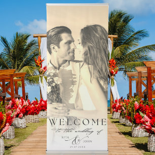 Elegant Calligraphy Wedding Photo Welcome Retractable Banner