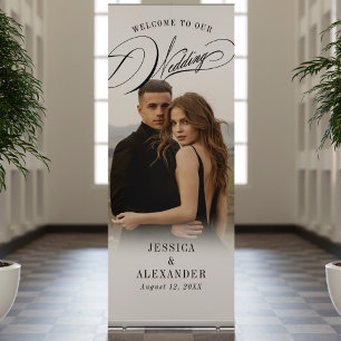 Elegant Calligraphy Wedding Photo Welcome Retractable Banner