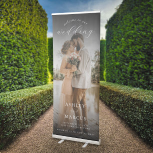 Elegant Calligraphy Wedding Photo Welcome Retractable Banner