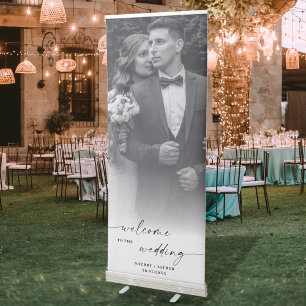 Elegant Calligraphy Wedding Photo Welcome Retractable Banner