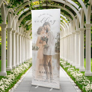 Elegant Calligraphy Wedding Photo Welcome Retractable Banner