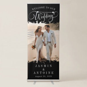 Elegant Calligraphy Wedding Photo Welcome Retractable Banner