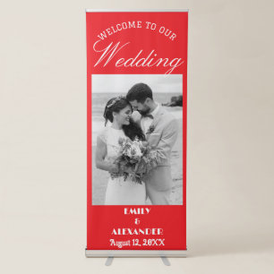 Elegant Calligraphy Wedding Photo Welcome Retractable Banner
