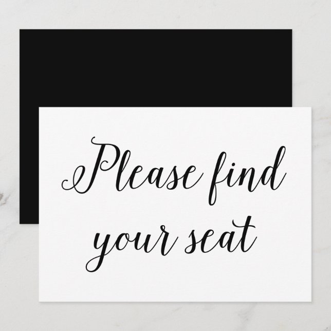 Elegant Calligraphy Wedding Please Find Your Seat Invitation (Front/Back)