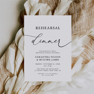 Elegant Calligraphy Wedding Rehearsal Dinner Invitation