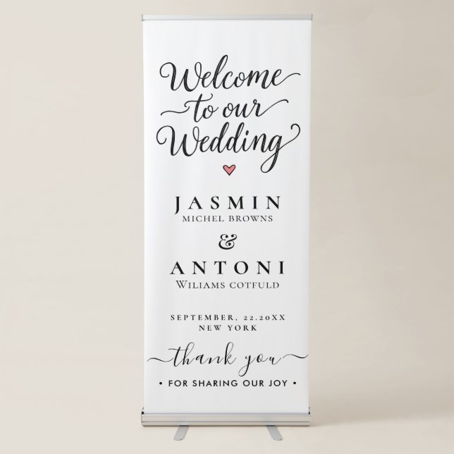 Elegant Calligraphy Wedding Retractable Banner (Front)