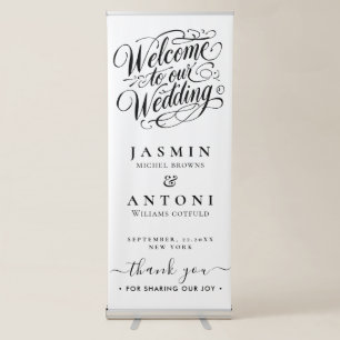 Elegant Calligraphy Wedding Retractable Banner