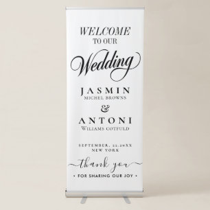 Elegant Calligraphy Wedding Retractable Banner