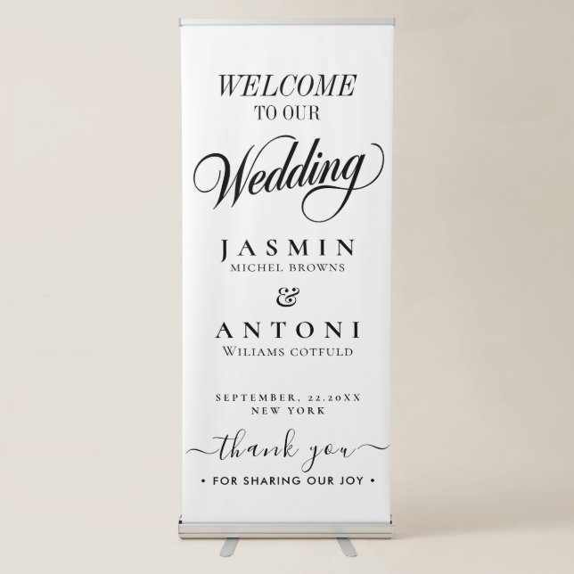 Elegant Calligraphy Wedding Retractable Banner (Front)