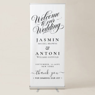 Elegant Calligraphy Wedding Retractable Banner